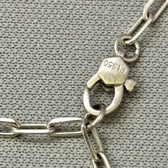 Platinum Pt950 Paperclip Bracelet with Flower Charm - Picture 2 of 7